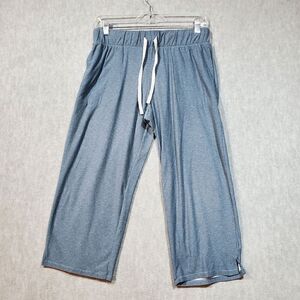 Jockey Pants Women Small Blue Polyester High Waist Drawstring Ankle Slit Pull On